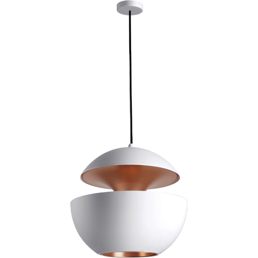 AureaDome Pendant Lamp – White & Gold Elegance for Modern Dining Spaces