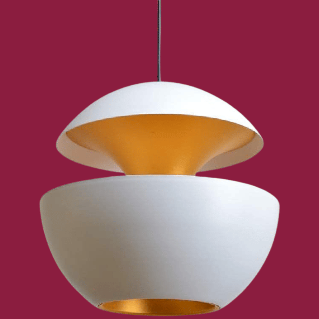 AureaDome Pendant Lamp – White & Gold Elegance for Modern Dining Spaces