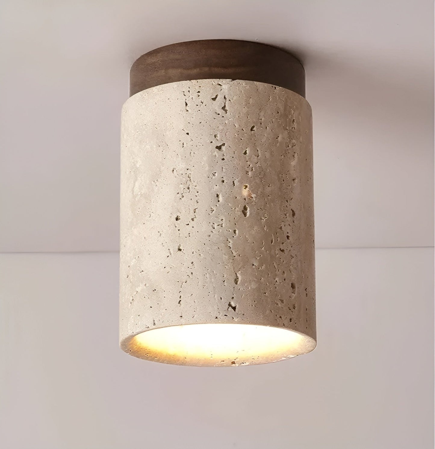 Akaishi Glow – Wabi-Sabi Travertine Ceiling Lamp