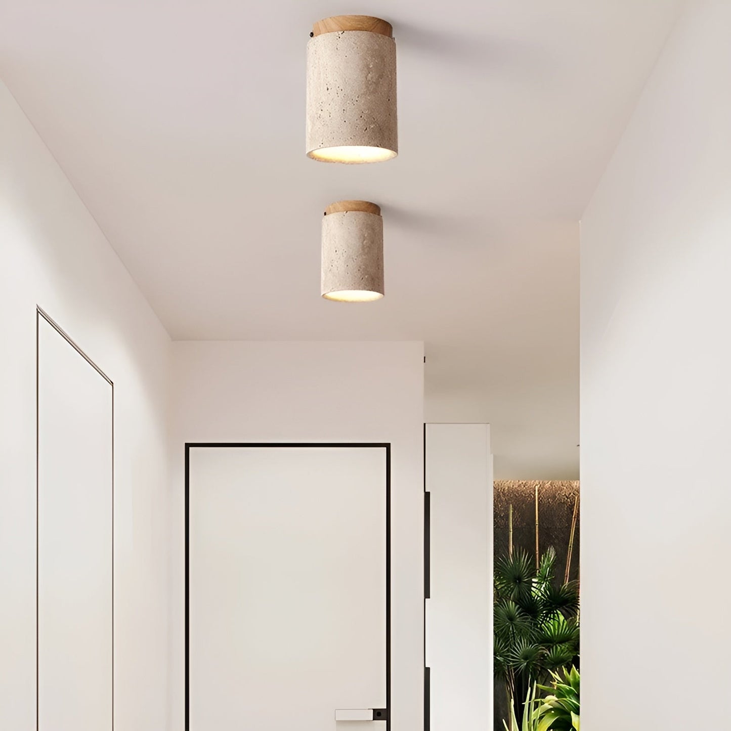 Akaishi Glow – Wabi-Sabi Travertine Ceiling Lamp
