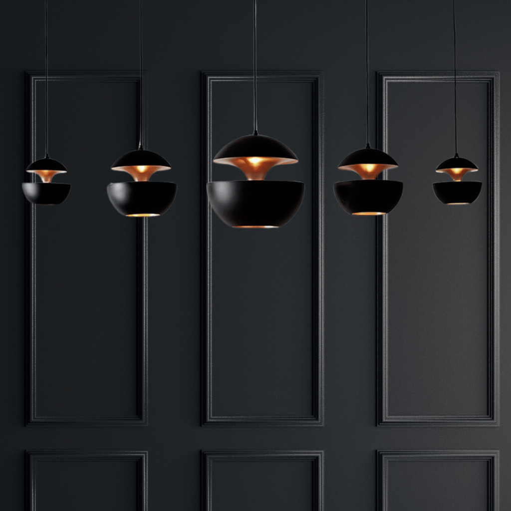 AureaDome Pendant Lamp – White & Gold Elegance for Modern Dining Spaces