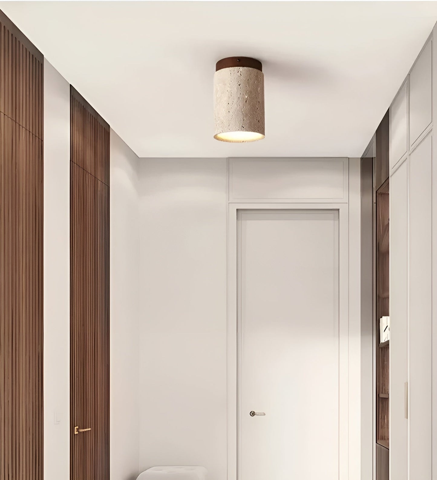 Akaishi Glow – Wabi-Sabi Travertine Ceiling Lamp